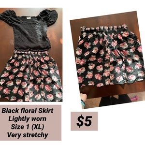 Black and pink floral skirt